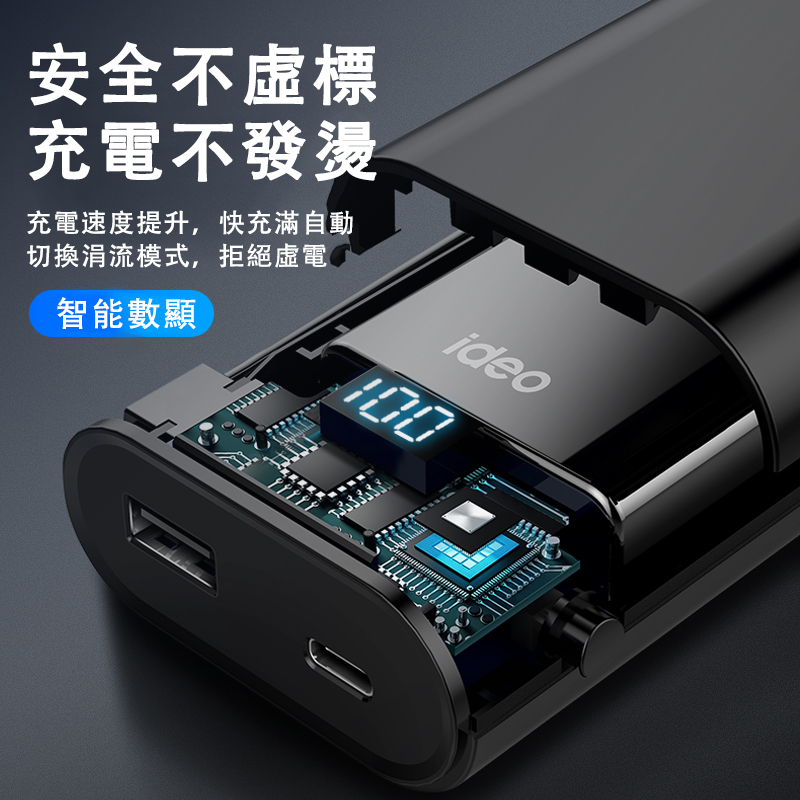 【日本黑科技！IDEO分離式行動電源】充電器+電源雙合一！氮化鎵大容量！迷你小巧！10000Ah電池容量！兼容蘋果/安卓